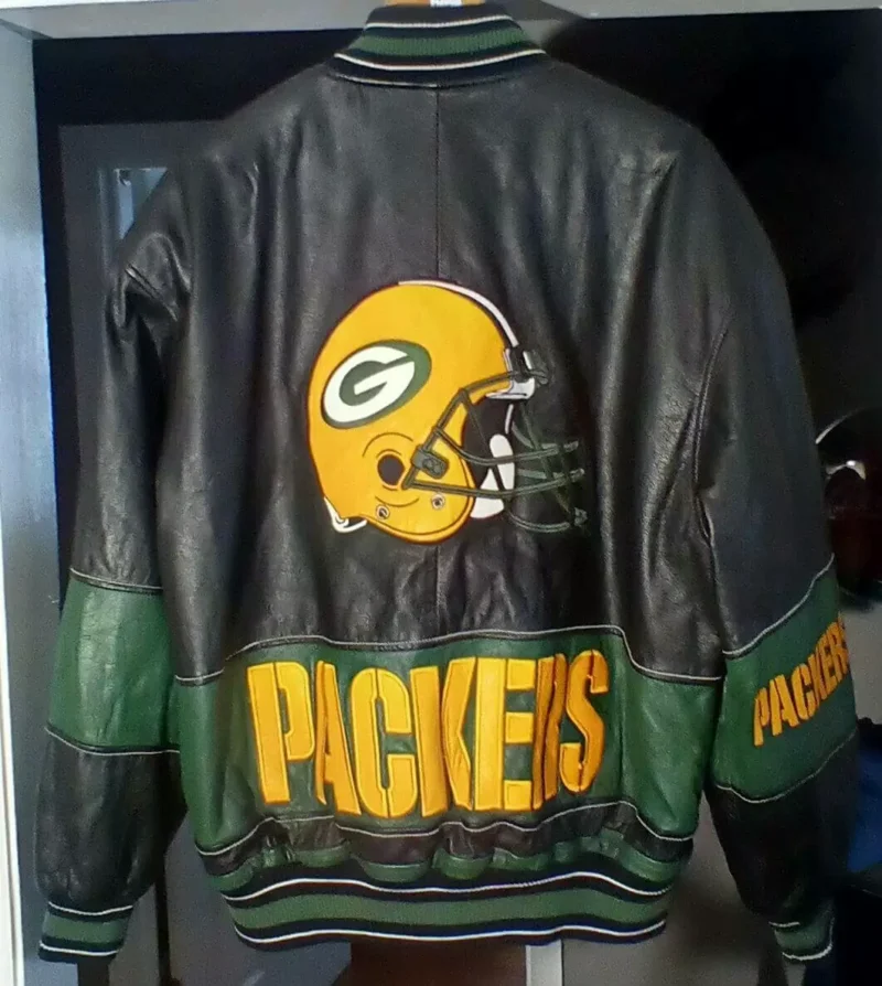 Vintage Black NFL Green Bay Packers Leather Jacket