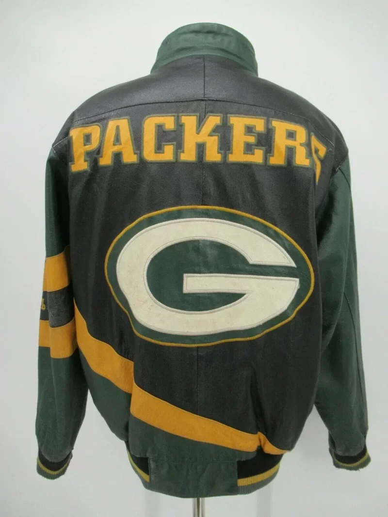 Vintage NFL Green Bay Packers Black Leather Jacket