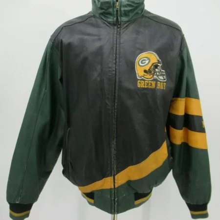 Vintage NFL Green Bay Packers Black Leather Jackets