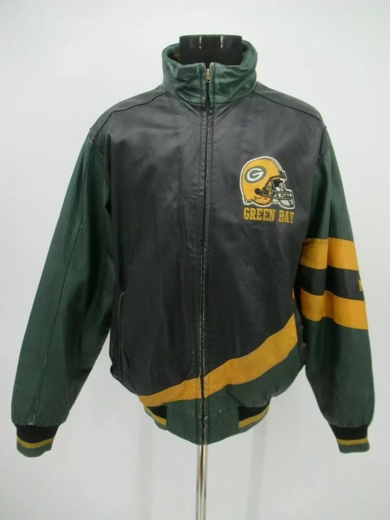 Vintage NFL Green Bay Packers Black Leather Jackets