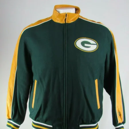 Vintage NFL Green Bay Packers Wool Leather Jacket