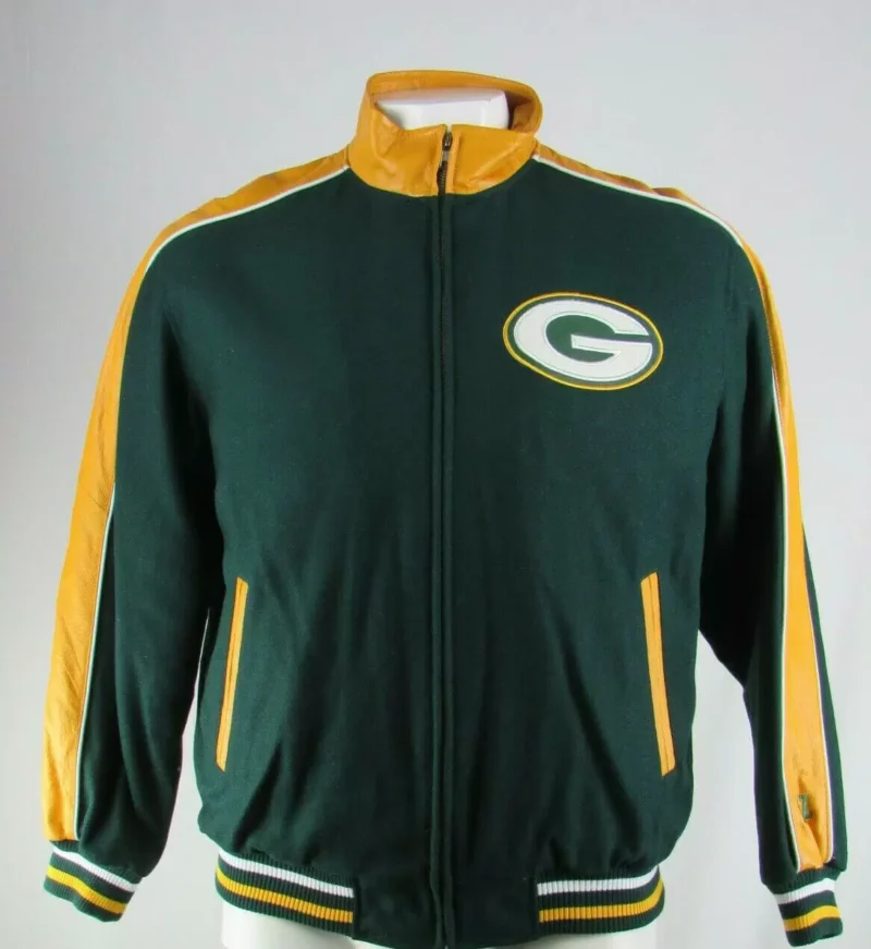 Vintage NFL Green Bay Packers Wool Leather Jacket