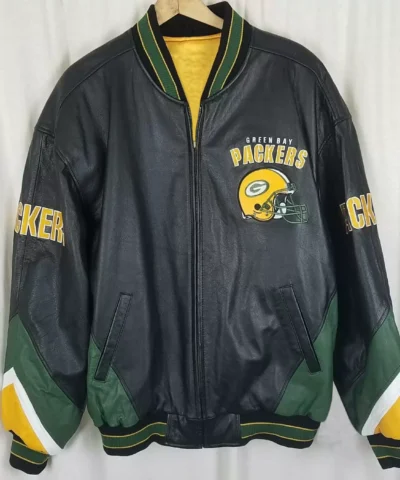 Vtg GIII Carl Banks Green Bay Packers Leather Jacket