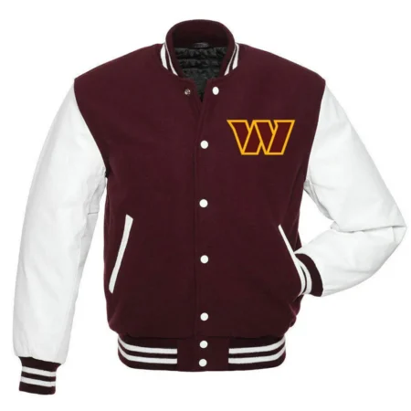 Washington Commanders Letterman Brown and White Jacket
