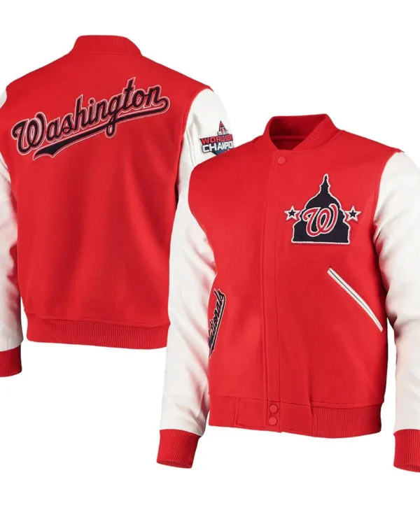 Washington Nationals Red White Varsity Jacket