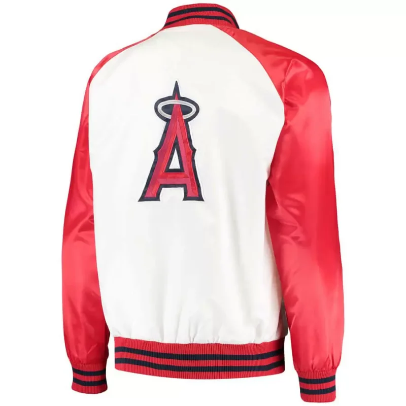 White Red MLB Los Angeles Angels Satin Jackets