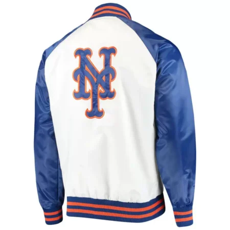 White Royal New York Mets Clean Up Hitter Satin Jackets