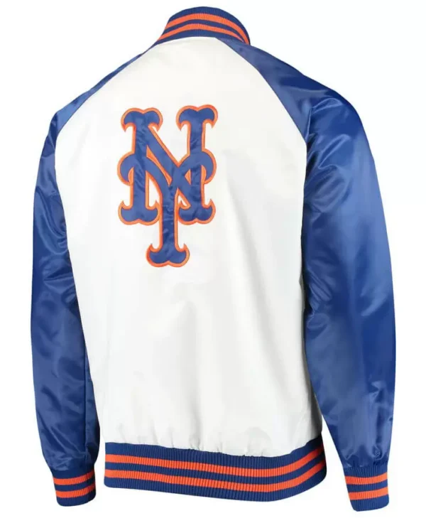 White Royal New York Mets Clean Up Hitter Satin Jackets