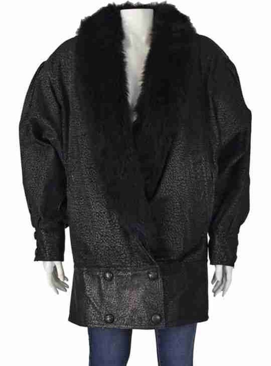 Women 1980 Black Suede Leather Jacket