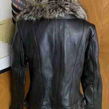 Women Pelle Asymmetrical Leather Black Jacket