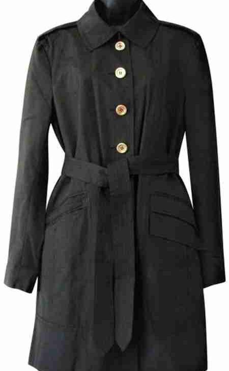 Women Pelle Black Mid length Coat