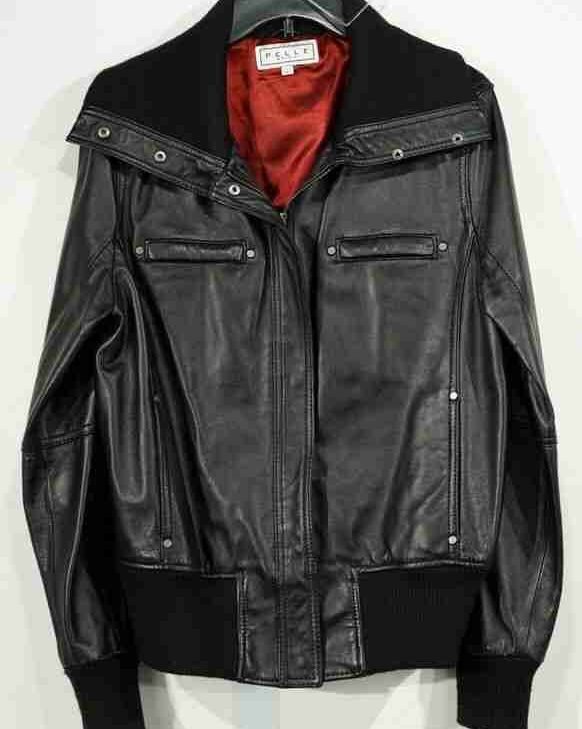 Women Pelle Black Zip Up Leather Jacket