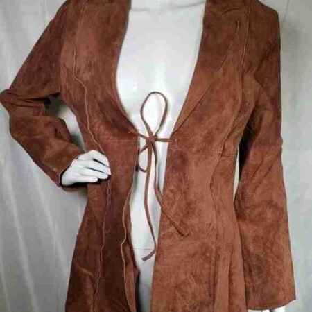 Women Pelle Brown Suede Leather Blazer