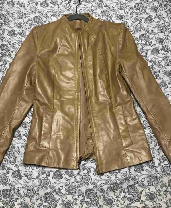 Women Pelle Golden Leather Jacket