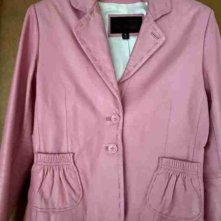 Women Pelle Leather Pink Jacket