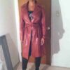 Women Pelle Maroon Trench Coat