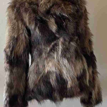 Women Pelle Raccoon Fur Coat