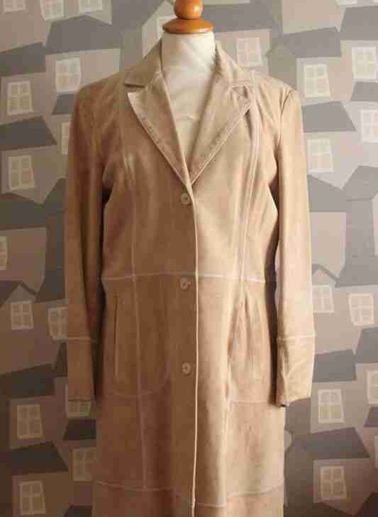 Women Vintage 90s Beige Coat