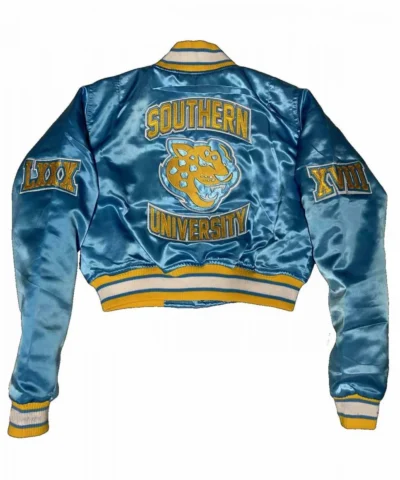 Womens Cropped Southern University Bomber Satin Jackets