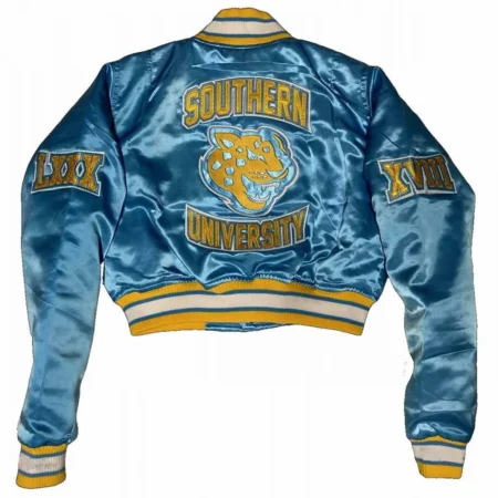 Womens Cropped Southern University Bomber Satin Jackets