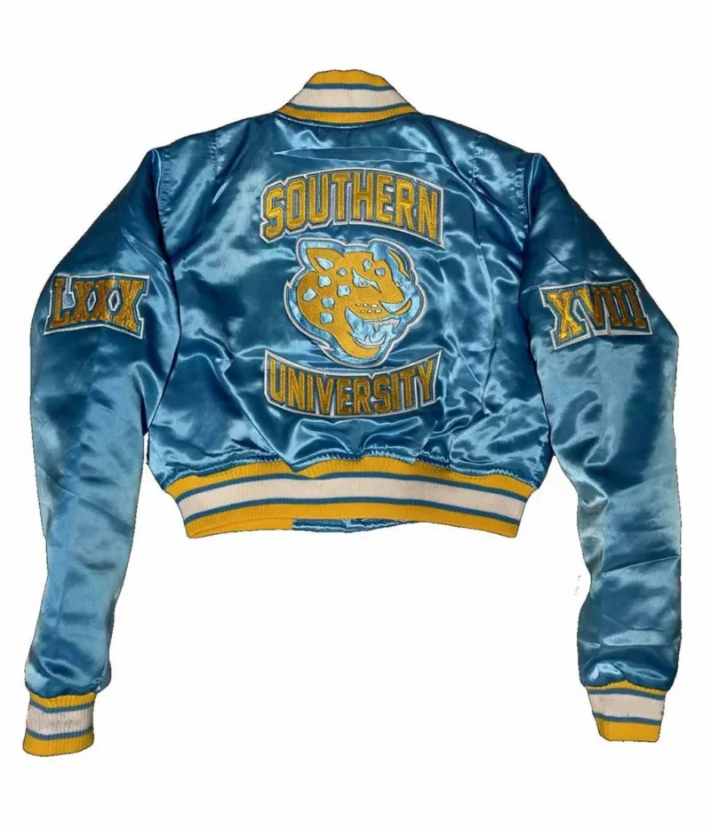 Womens Cropped Southern University Bomber Satin Jackets