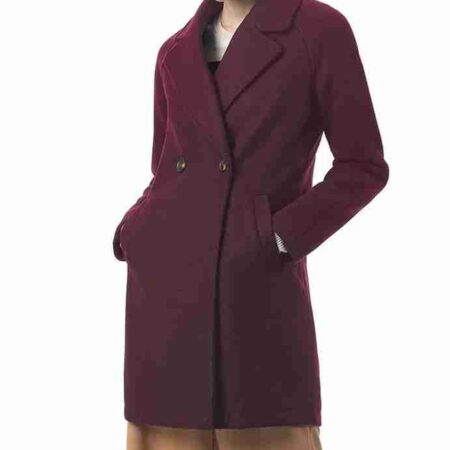 Womens Notched Double Breasted Wool Coat