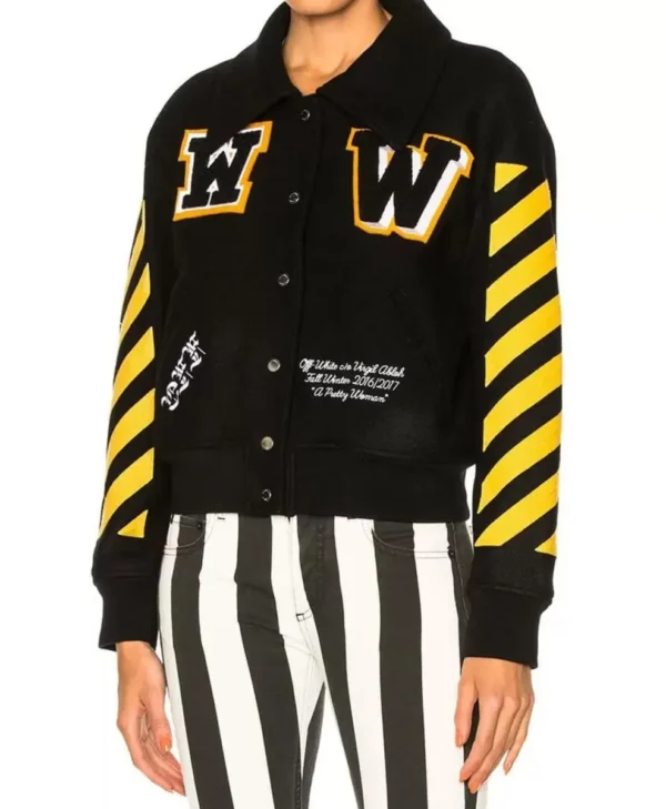 Womens Off White Virgil Abloh Varsity Black Jacket