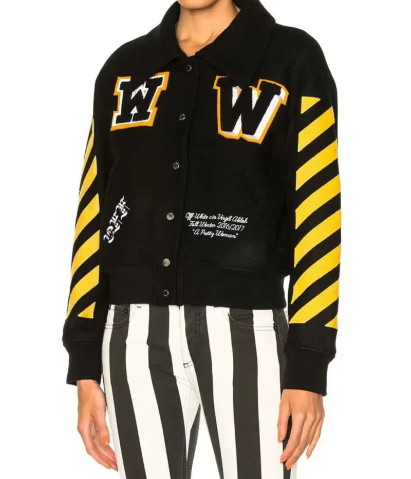 Womens Off White Virgil Abloh Varsity Black Jacket