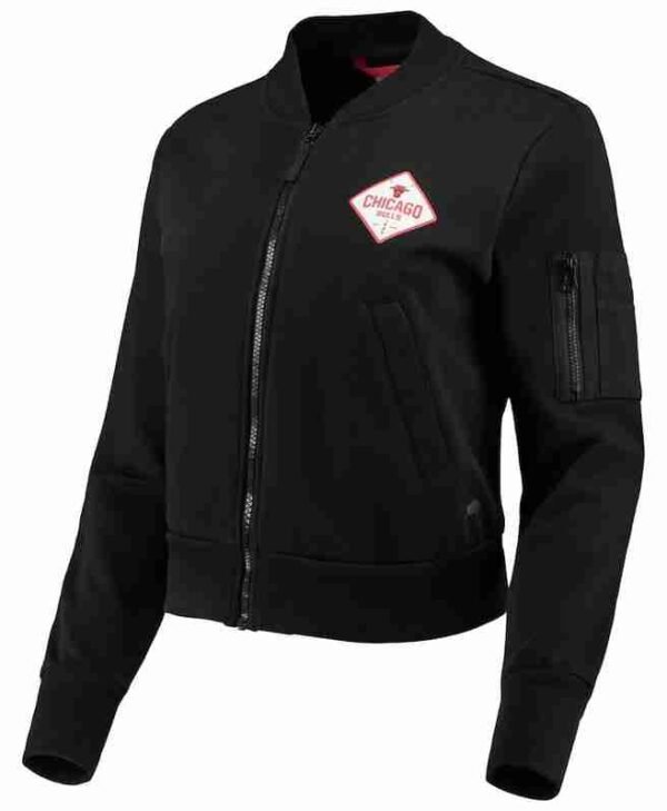 Womens Sportiqe Black Chicago Bulls Ice Bomber Jacket