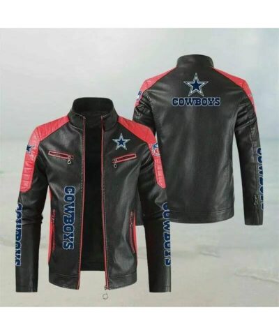 black red nfl dallas cowboys leather jacket