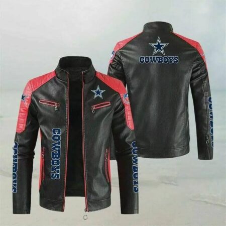 black red nfl dallas cowboys leather jacket