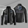 black white dallas mavericks block leather jacket