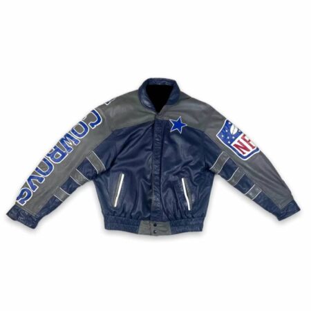 blue gray nfl dallas cowboys leather jacket