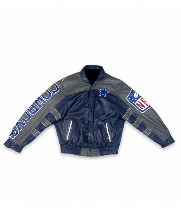 blue gray nfl dallas cowboys leather jacket