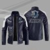 blue white dallas mavericks block leather jacket
