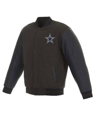 dallas cowboys charcoal navy varsity jacket scaled 1