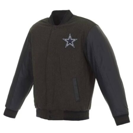 dallas cowboys charcoal navy varsity jacket scaled 1