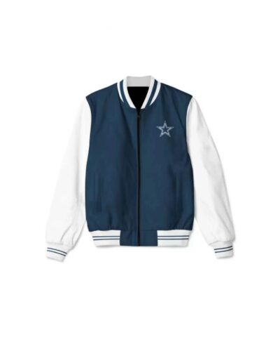 dallas cowboys nfl navy and white bomber jacket scaled 1