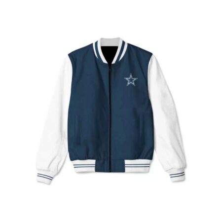 dallas cowboys nfl navy and white bomber jacket scaled 1