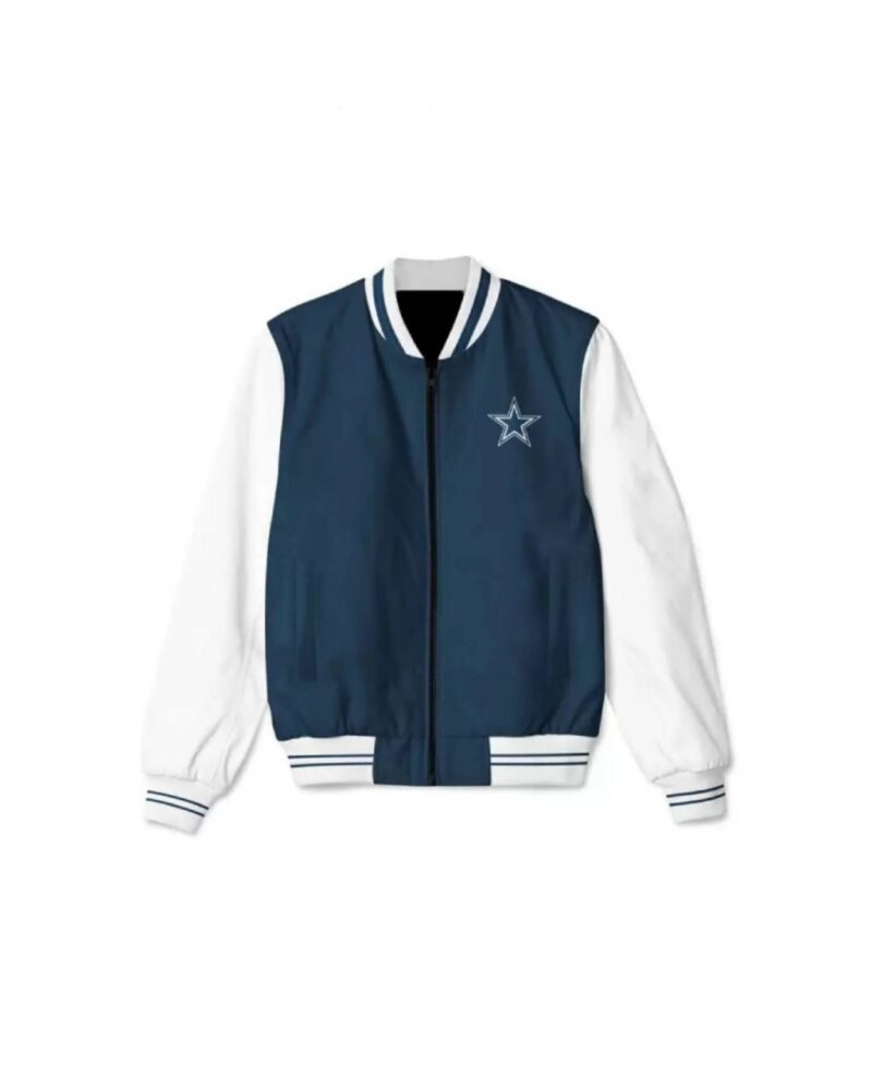 dallas cowboys nfl navy and white bomber jacket scaled 1