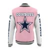 dallas cowboys pink white varsity nfl baseball jacket 1