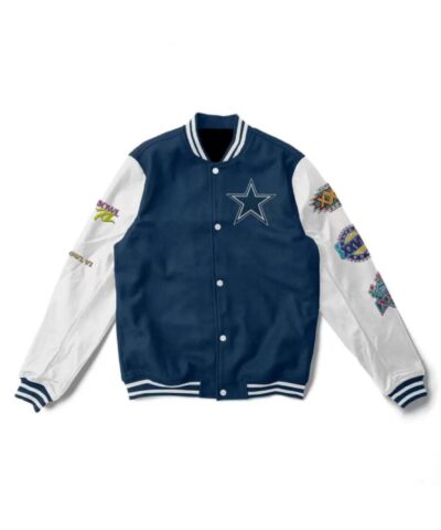 dallas cowboys super bowl 5x champions varsity jacket scaled 1