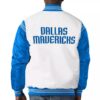 dallas mavericks white and blue varsity satin jacket 1