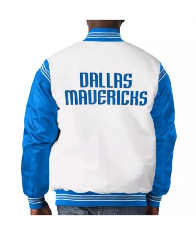 dallas mavericks white and blue varsity satin jacket 1