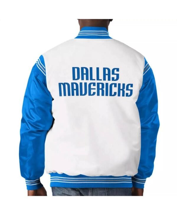 dallas mavericks white and blue varsity satin jacket 1