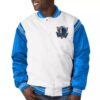 dallas mavericks white and blue varsity satin jacket