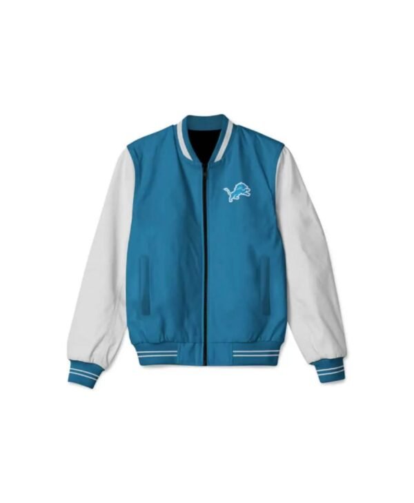 detroit lions nfl blue and white bomber jacket scaled 1