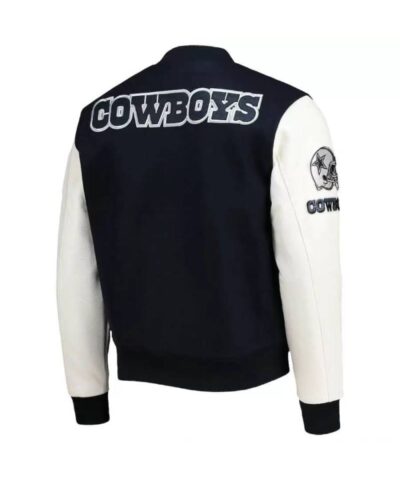 navy white nfl dallas cowboys varsity jacket 1
