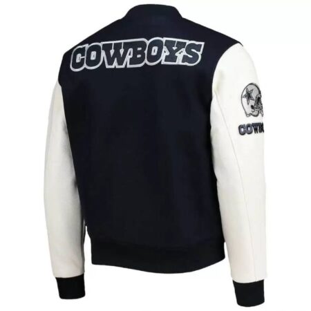 navy white nfl dallas cowboys varsity jacket 1