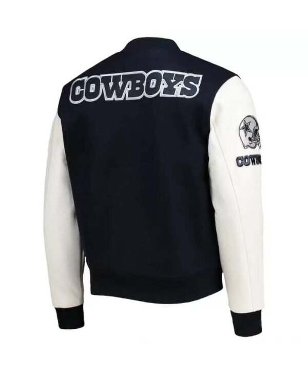 navy white nfl dallas cowboys varsity jacket 1